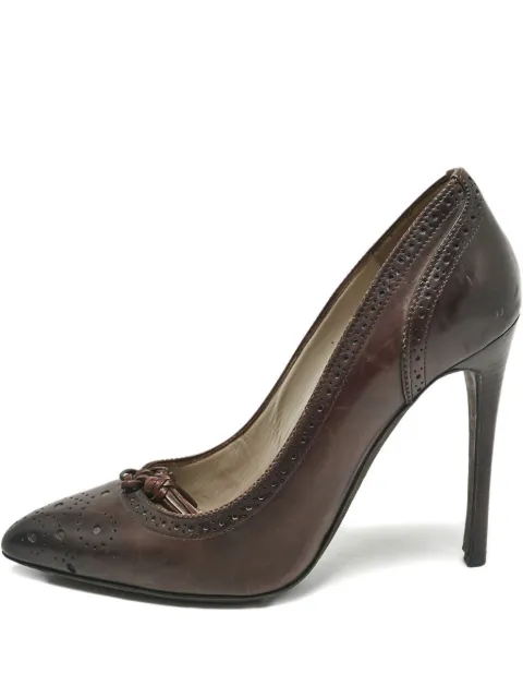 Tom Ford Pre-Owned 120mm brogue-detail leather pumps Brown 1033377