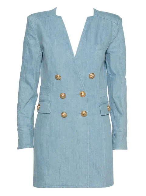 Balmain Pre-Owned double-breasted denim dress Blue 431458