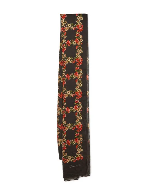 Dolce & Gabbana Pre-Owned floral-pattern silk scarf Black 1130969