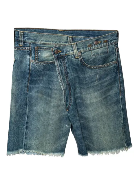 R13 asymmetric-closure frayed edge shorts Blue 627008