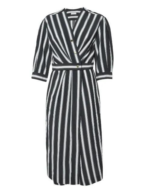 SANDRO puff-sleeve striped dress Black 1065400