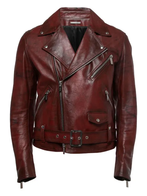 Christian Dior Pre-Owned 2024 leather biker jacket Red 852228
