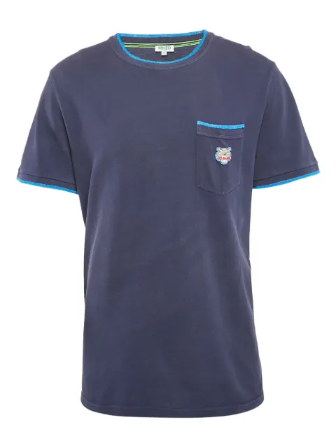 Kenzo Pre-Owned tiger-patch cotton T-shirt Blue 1054544