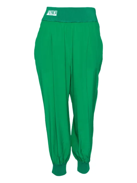 Fendi Pre-Owned ribbed-trim trousers Green 627626