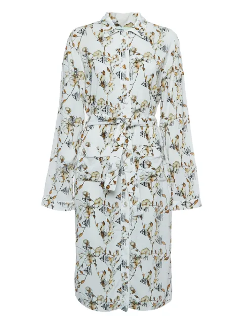 Off-White Pre-Owned 2013 floral-print shirt midi dress White 919115
