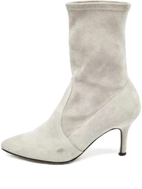Stuart Weitzman 2023 80mm suede pointed-toe boots Grey 998769