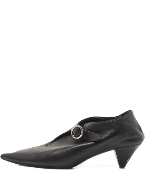 Celine Pre-Owned pointed-toe buckled leather ankle boots Black 812121