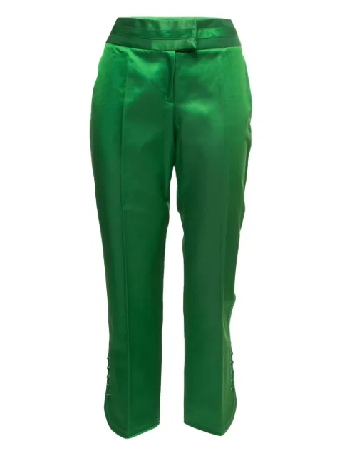 Christian Dior Pre-Owned satin button-fastening trousers Green 858584