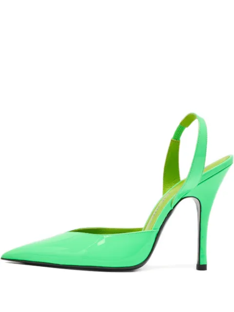 The Attico slingback patent-leather pumps Green 972344