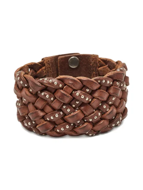 Saint Laurent Pre-Owned braided leather studded bracelet Brown 963260
