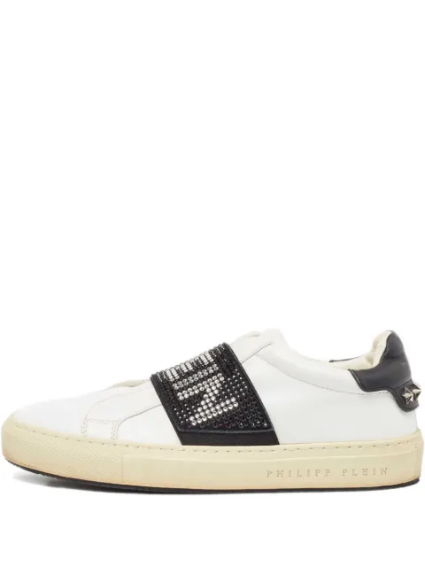 Philipp Plein crystal-embellishment leather sneakers White 1004693