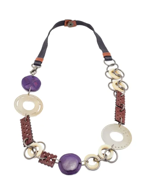Marni Pre-Owned wood-detail leather necklace Brown 717854