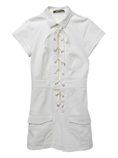 Roberto Cavalli Vintage lace-up pocket playsuit White 860616
