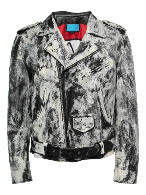 Gucci Pre-Owned dragon-embroidered leather jacket Black 851560