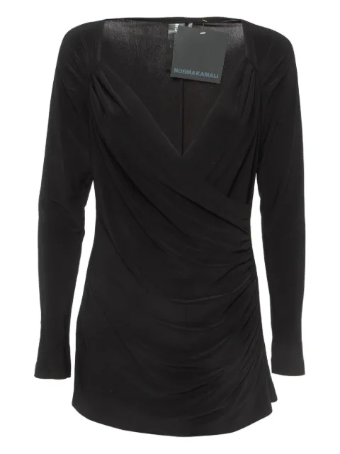 Norma Kamali Vintage draped v-neck top Black 919565