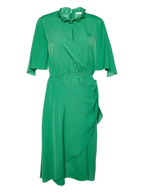 SANDRO ruffle wrap midi dress Green 983915