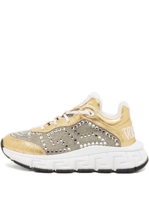 Versace Pre-Owned embellished-upper lace-up sneakers Gold 1050306