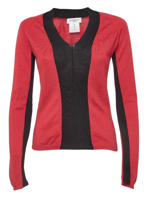 Givenchy Pre-Owned panelled V-neck sweater Red 974016