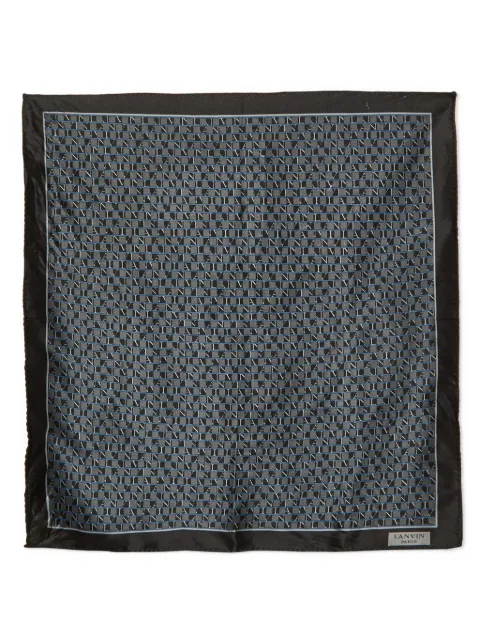 Lanvin Pre-Owned monogram-print silk pocket square Black 1129445