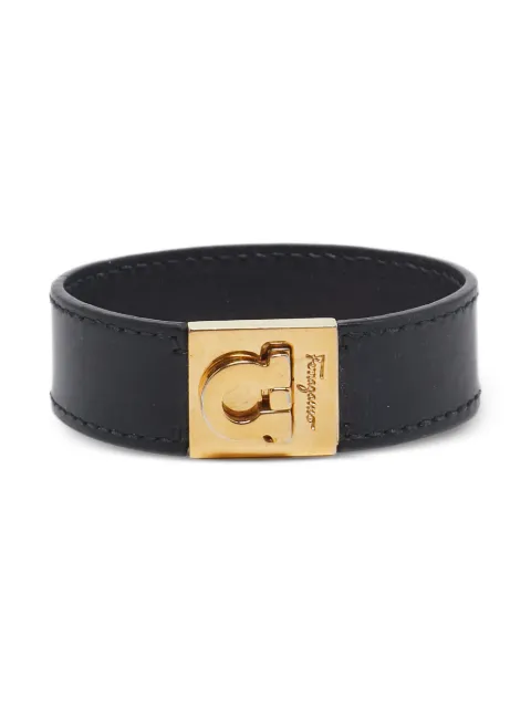 Ferragamo Pre-Owned Gancini leather bracelet Black 1112012