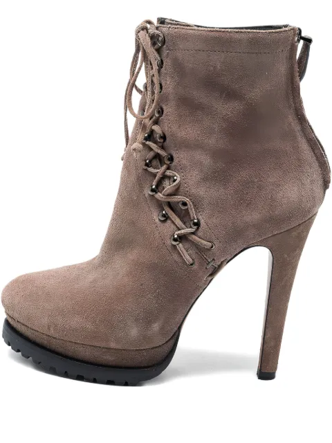 Alaïa Pre-Owned 135mm platform-sole lace-up suede boots Neutrals 715806