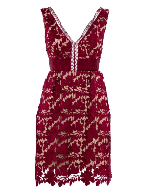 Self-Portrait floral-lace mini dress Red 374928