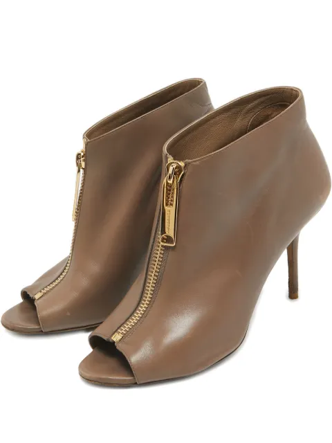Burberry Pre-Owned 110mm zip-up peep-toe boots Brown 1055176