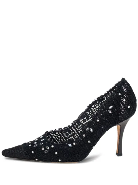 René Caovilla pre-owned 100mm crystal-embellished pumps Black 433825
