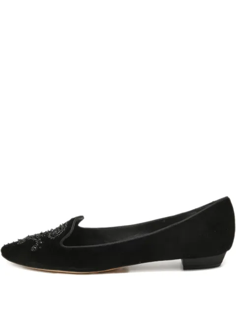 René Caovilla velvet-finish loafers Black 989511