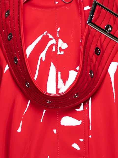 Burberry Pre-Owned 2024 belted leather coat Red 766830