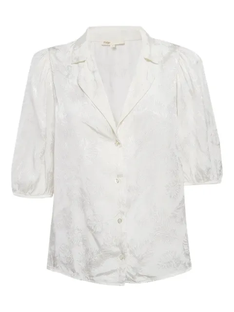 Maje leaf-jacquard puff-sleeve shirt White 1043922