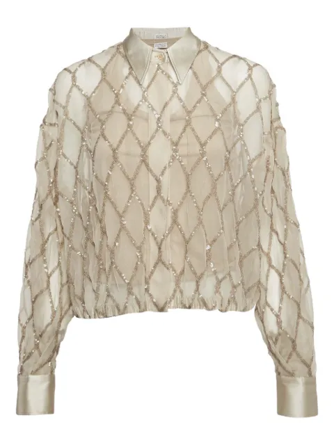 Brunello Cucinelli Vintage sequins diamond shirt Neutrals 943721