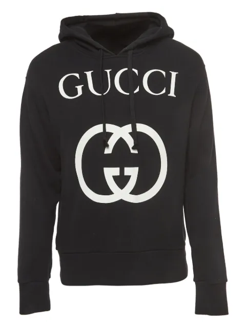 Gucci Pre-Owned logo-print cotton hoodie Black 917858