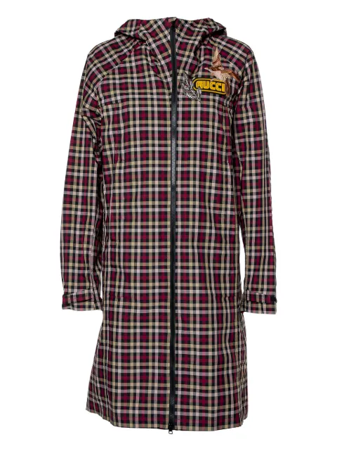 Gucci Pre-Owned plaid-check hooded coat Red 421266