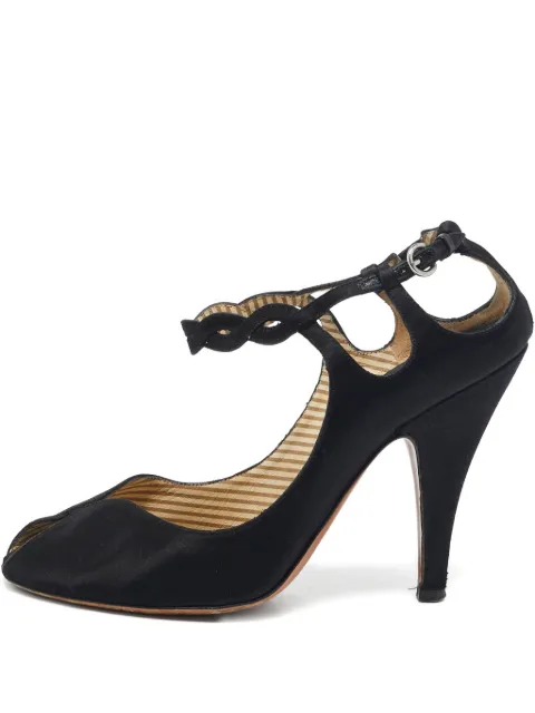 Moschino Pre-Owned 100mm satin peep-toe sandals Black 1101259
