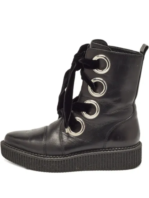 Marc Jacobs Vintage eyelet-detail velvet-lace ankle boots Black 1103750