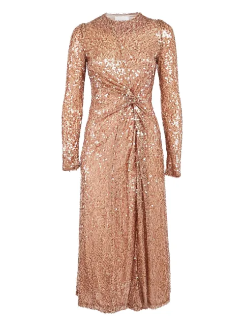Galvan London sequin-embellished knot-detail dress Neutrals 1064165