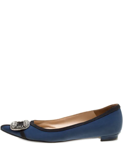 Manolo Blahnik Hangisi crystal-buckle loafers Blue 162610