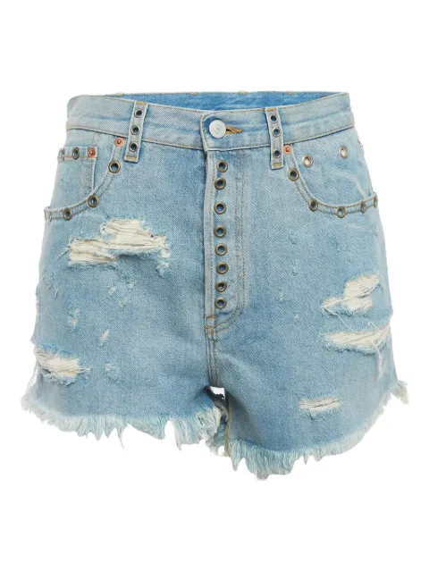 Gucci Pre-Owned distressed-denim stud-detail shorts Blue 923033