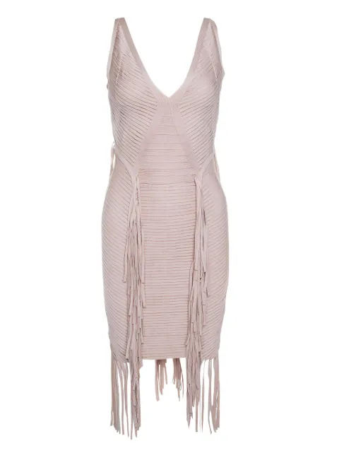 Hervé Léger Pre-Owned bandage fringe mini dress Neutrals 143265