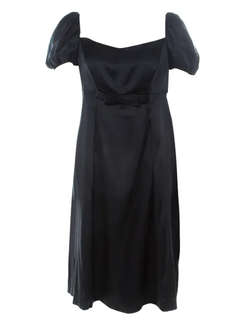 Issa pre-owned puff-sleeve bow midi dress Black 223548