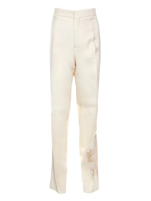 Rochas Vintage pre-owned floral embroidery trousers Neutrals 158463