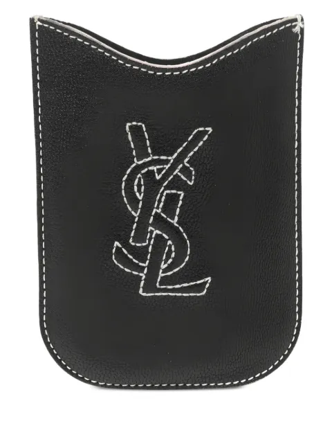 Saint Laurent Pre-Owned YSL-embroidered phone case Black 595644