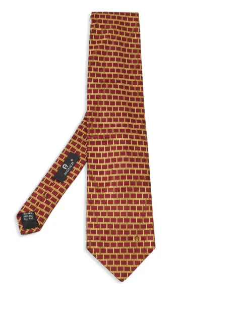 Aigner Vintage Pre-owned geometric-print silk tie 978861