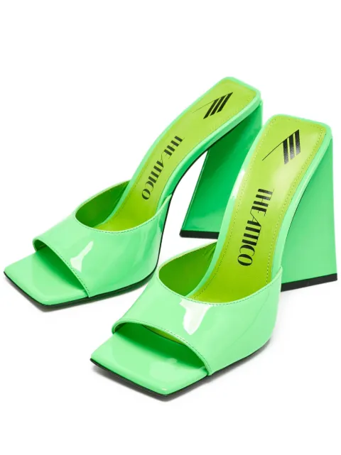 The Attico pre-owned 115mm Devon patent leather square-toe sandals Green 1131045
