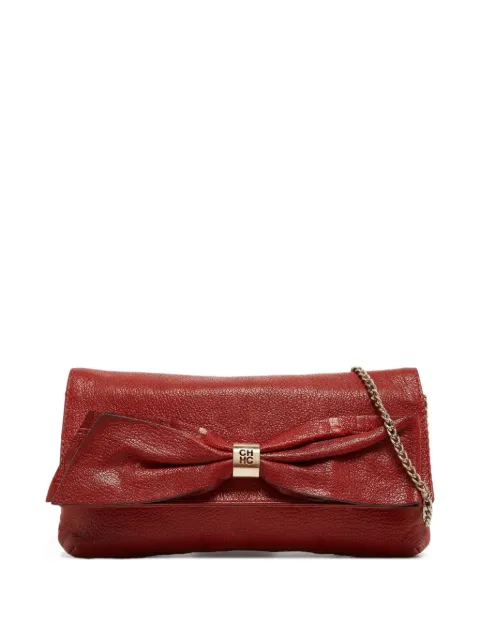 Carolina Herrera Vintage pre-owned CH bow detail leather clutch Red 925708