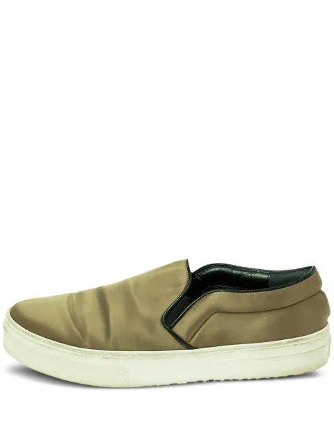 Celine Pre-Owned satin round toe slip-on sneakers Green 601757