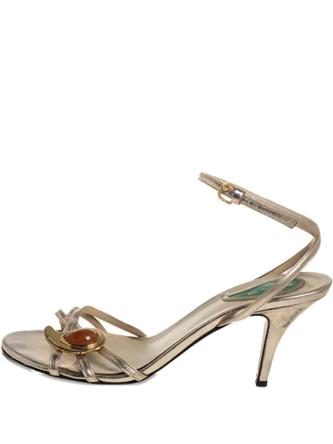 Etro Pre-Owned 80mm paisley-plaque leather sandals Gold 446126