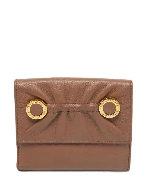 Bvlgari Pre-Owned engraved rings leather wallet Brown 1086010