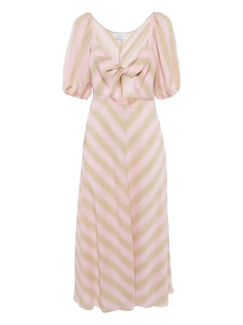 Longchamp knot detail stripe dress Pink 1100059
